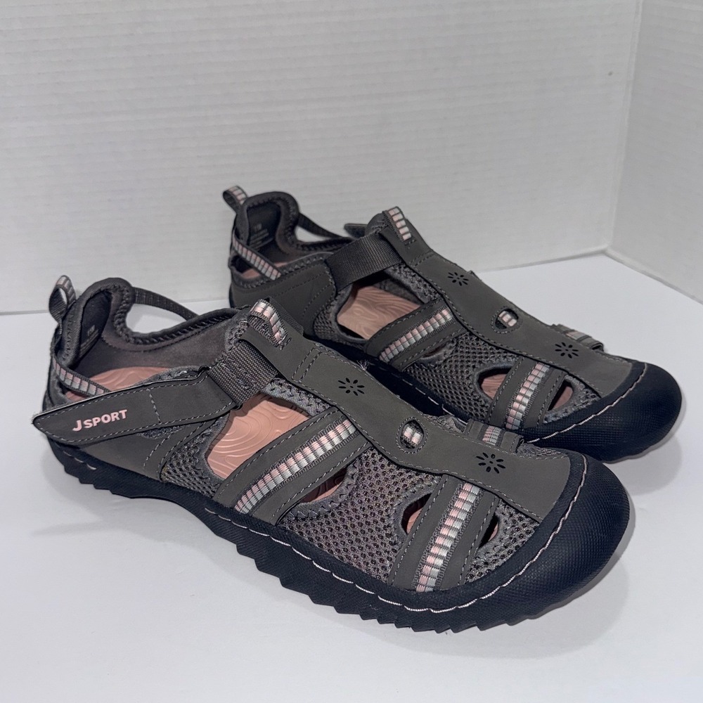 J Sport Regatta Water Sandals Womens Sz 11 Grey Pink Outdoor Hiking Granola Girl